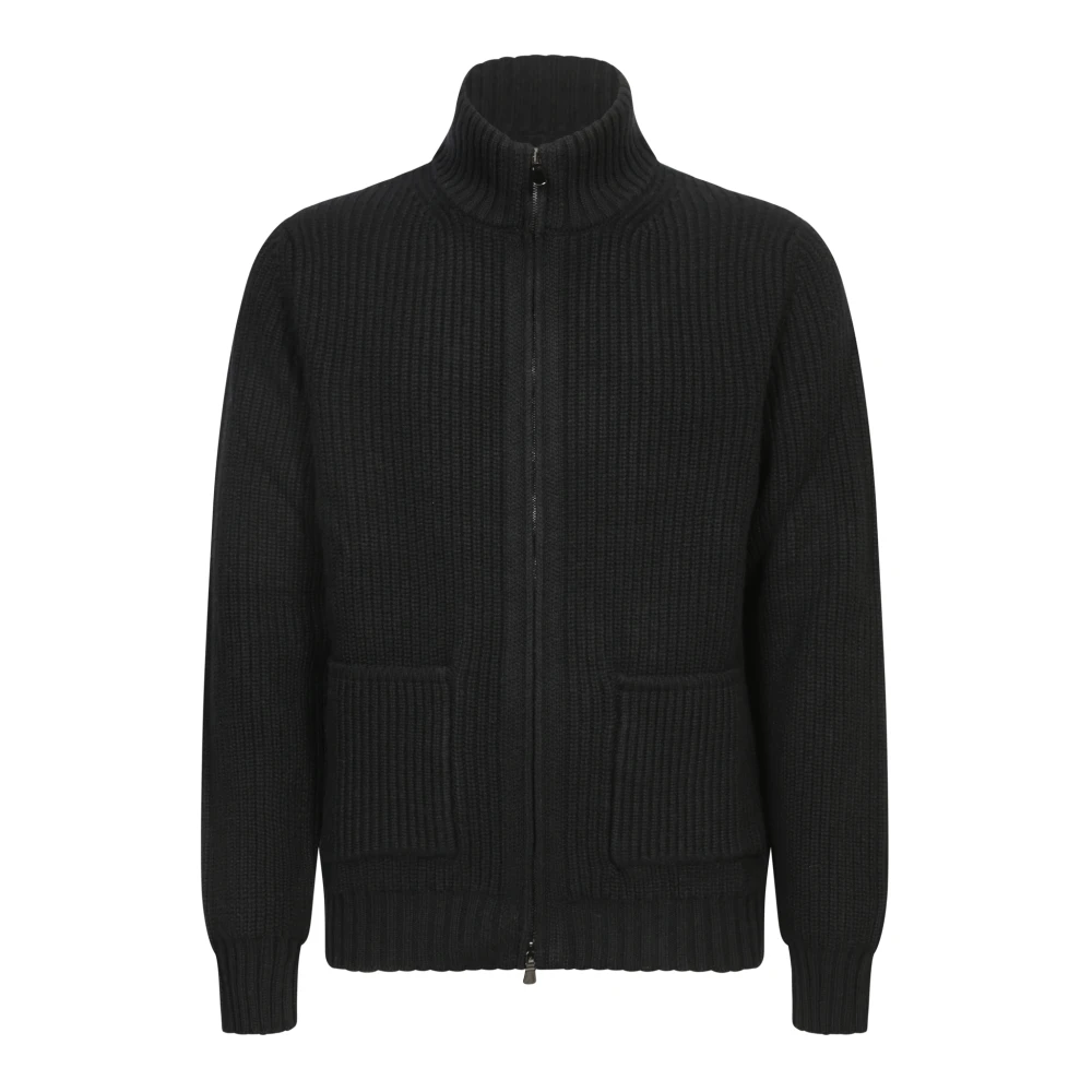 Dell'oglio Zwarte Cardigan Trui Elegante Stijl Black Heren