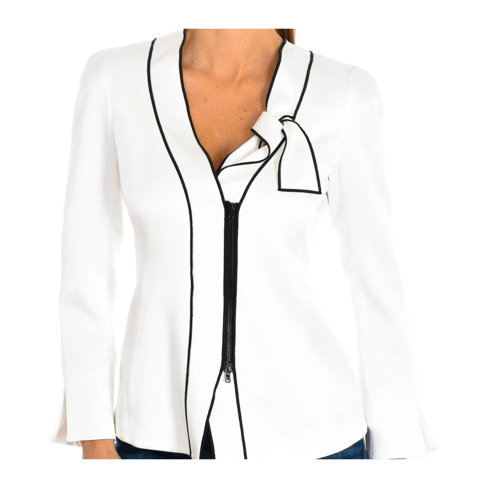 Emporio Armani Elegante Blazer met Unieke Kraag White Dames