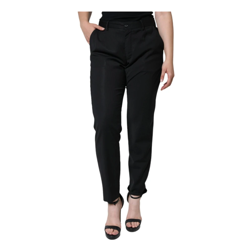 Dolce & Gabbana Women's Black High Waist Tapered Pants Zipper
