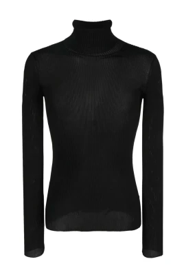 Svart Logo Turtleneck Tröja Polyester Italien