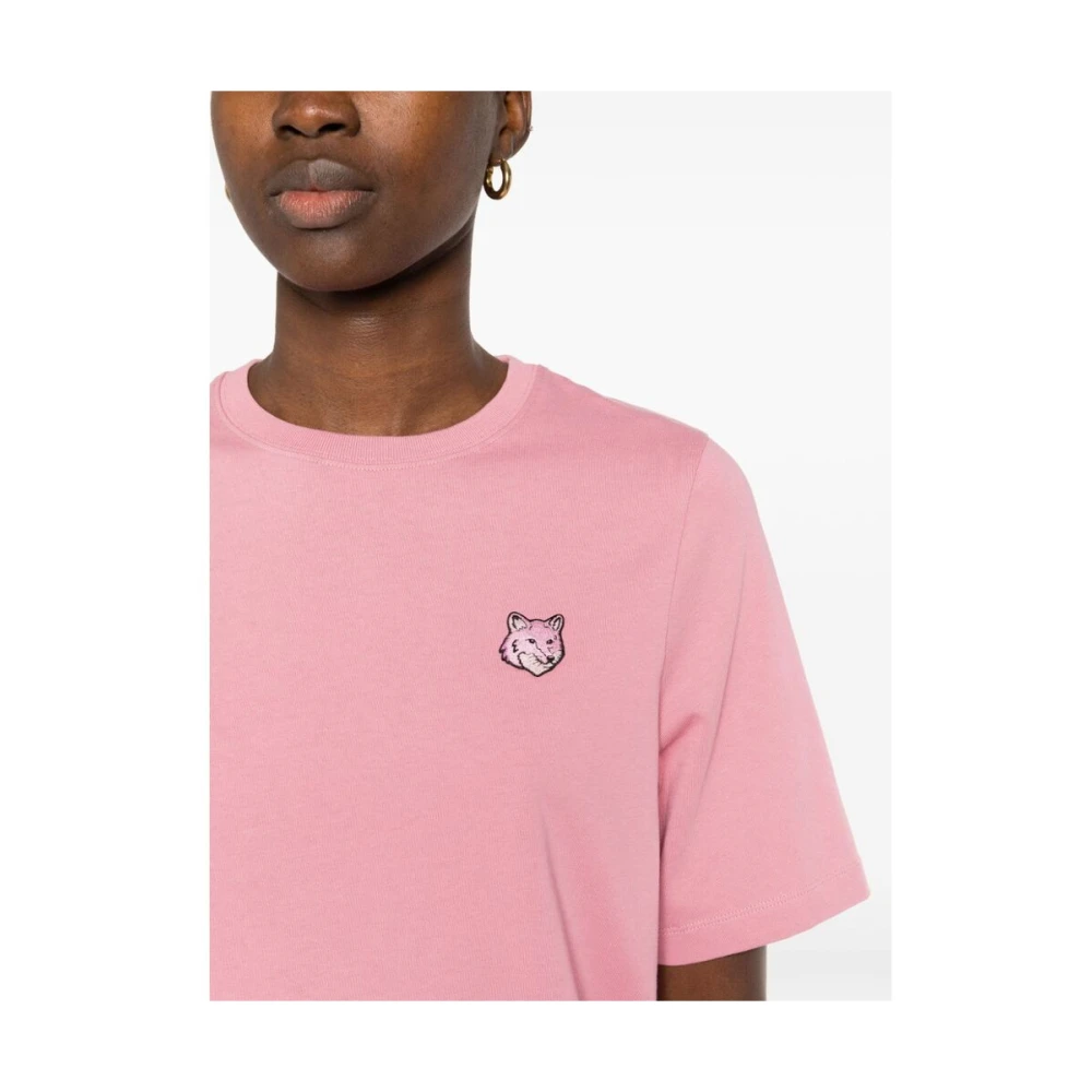 Maison Kitsuné Rose Pink Fox Patch T-Shirt Pink Dames