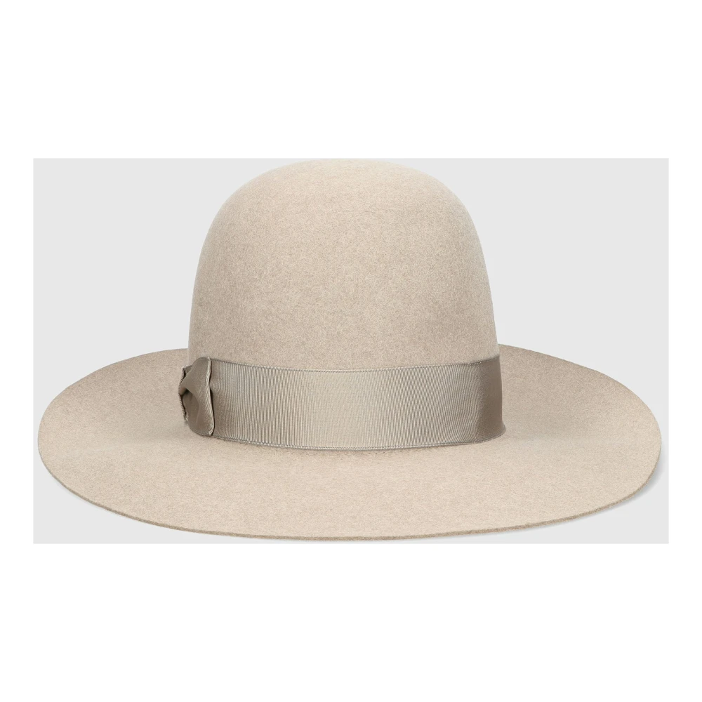 Borsalino Eleonora Folar Breedgerande Hoed Brown Dames