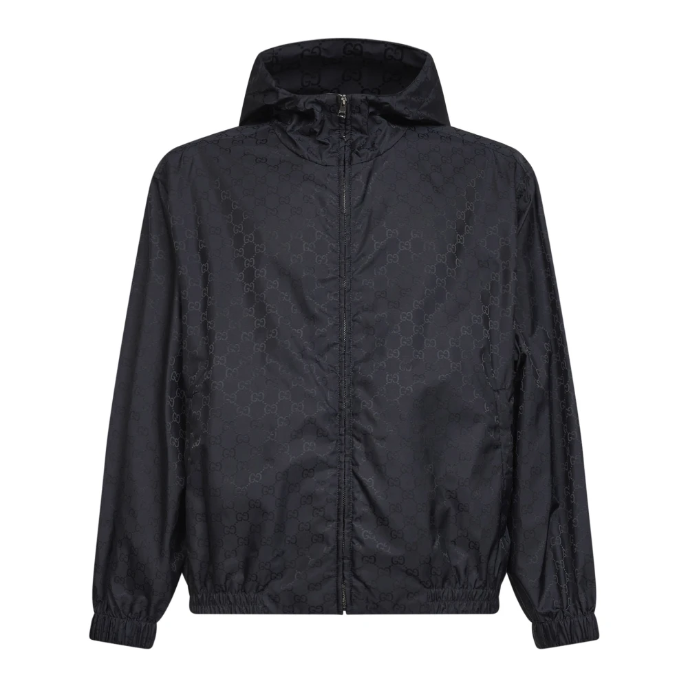 Gucci Men's Blue Gg Nylon Zip Jacket