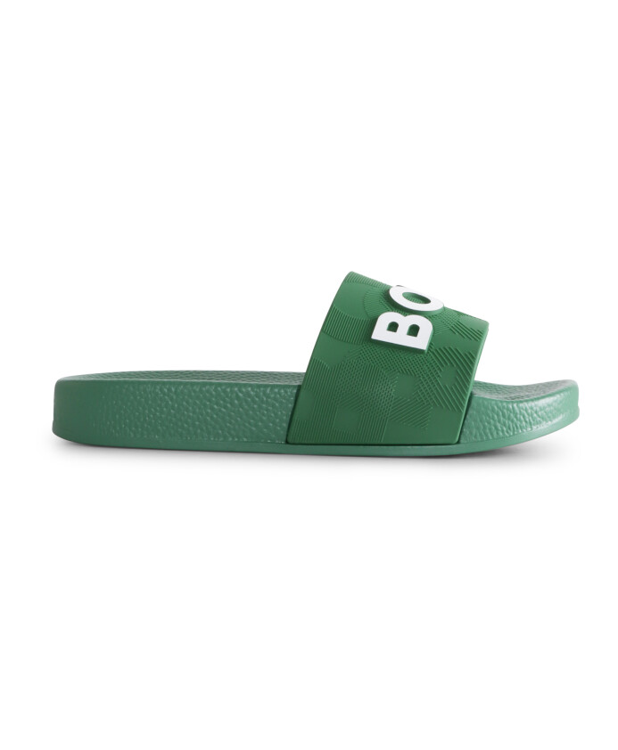 tongs-en-caoutchouc-vertes-avec-logo-blanc