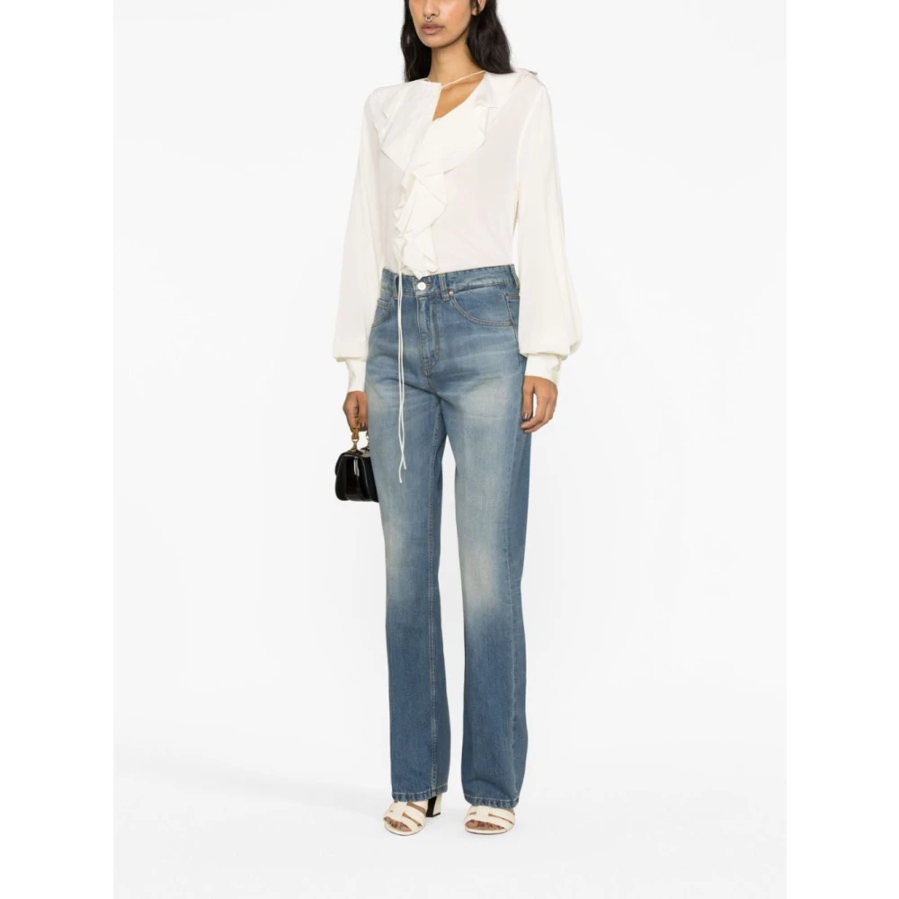 Victoria Beckham Zijden Ruches Shirt Geel White Dames