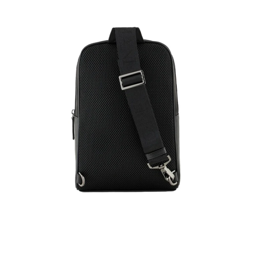 Armani Zwarte Saffiano Rugzak met Ritssluiting Black Heren