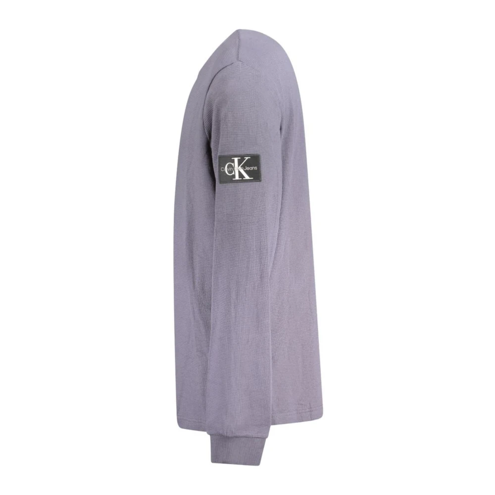 Calvin Klein Blauwe Katoenen Crewneck Sweater Mannen Blue Heren