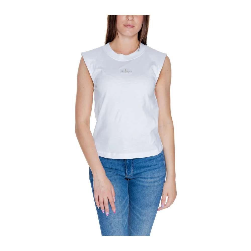 Calvin Klein Jeans Katoenen Korte Mouw T-shirt Dames Herfst Winter White Dames
