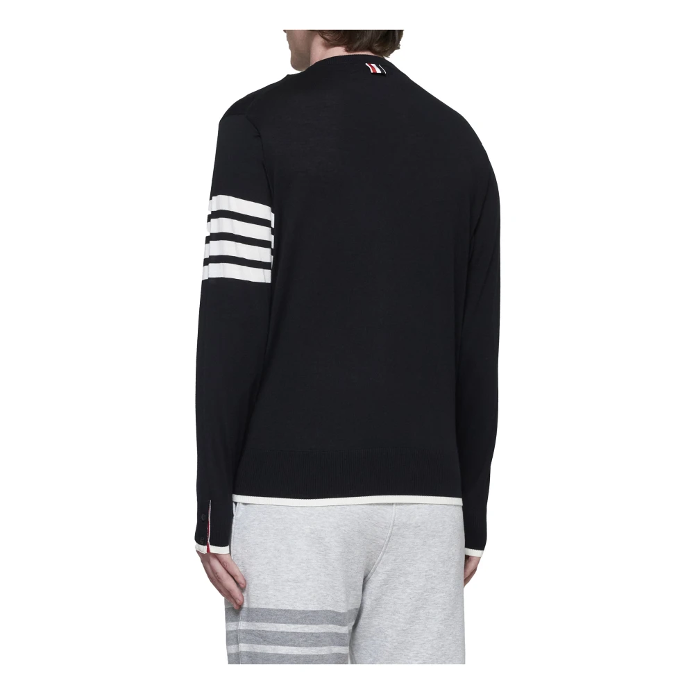 Thom Browne Zwarte 4-Bar Crew Neck Sweater Black Heren