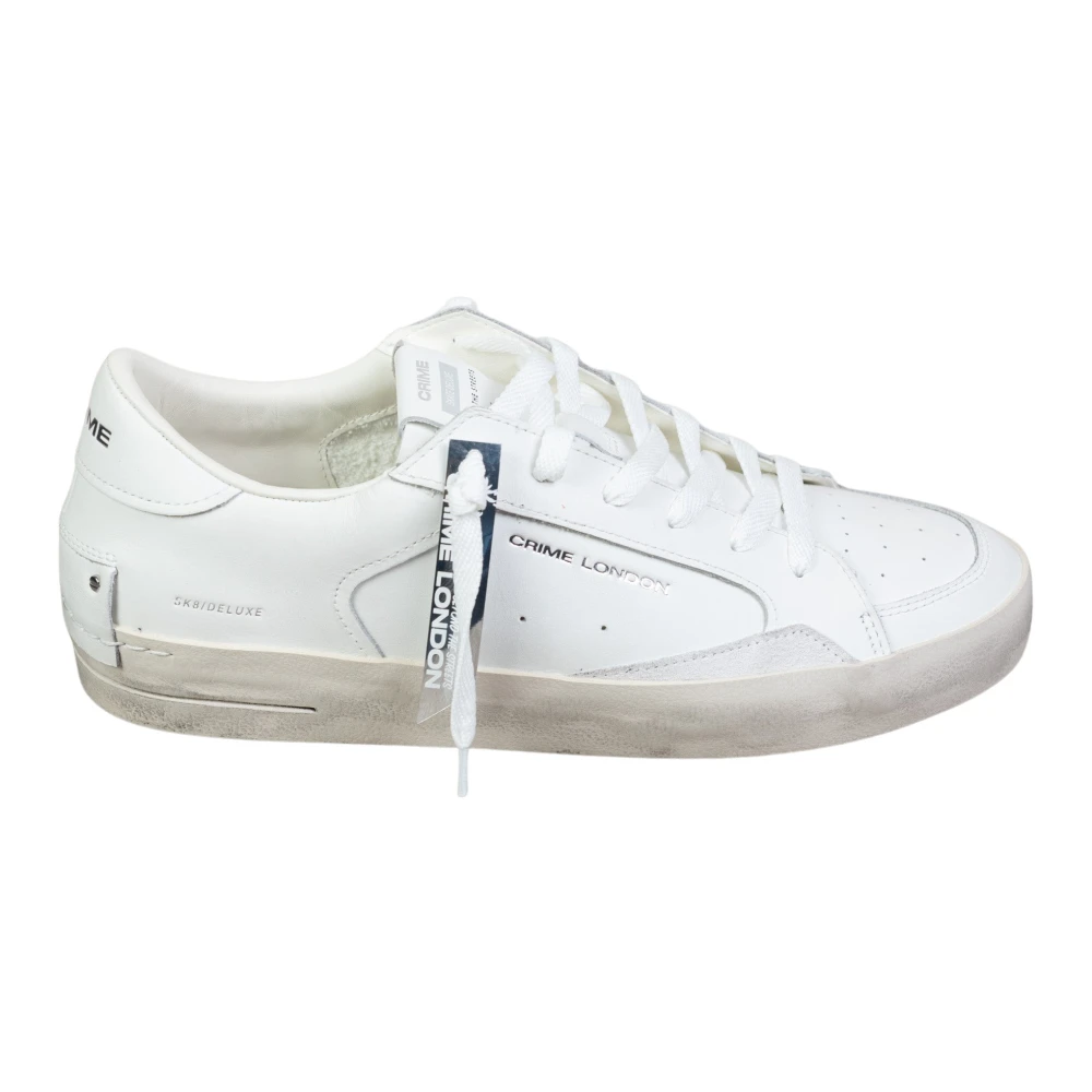 Crime London Men's White Sneakers, 7 Uk, Sk8 Deluxe Sneaker