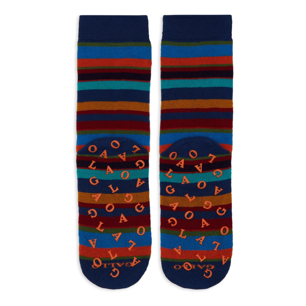 Gallo Korte antislip blauwe katoenen sokken voor heren met veelkleurige strepen Multicolor Heren