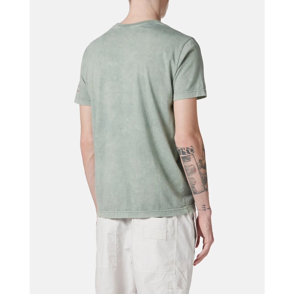 Iceberg Regular-fit mintkleurig T-shirt in willekeurig gewassen katoen met maxi Bear print Green Heren