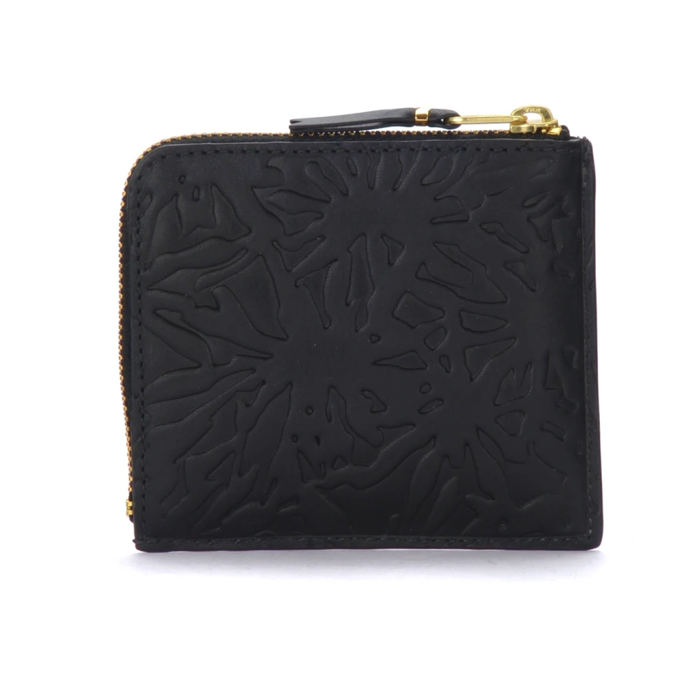 Comme des Garçons Geëmbosteerd bosleren portemonnee met gouden logo Black Unisex