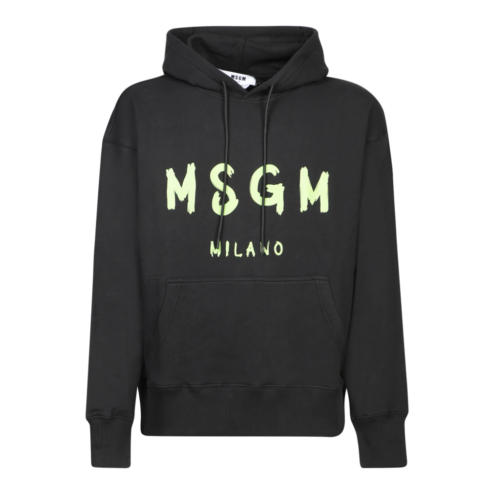 Msgm Mannelijk Zwart Hoodies & Sweatvesten Heren, S, Katoen, Sweatshirt Met Ronde Hals