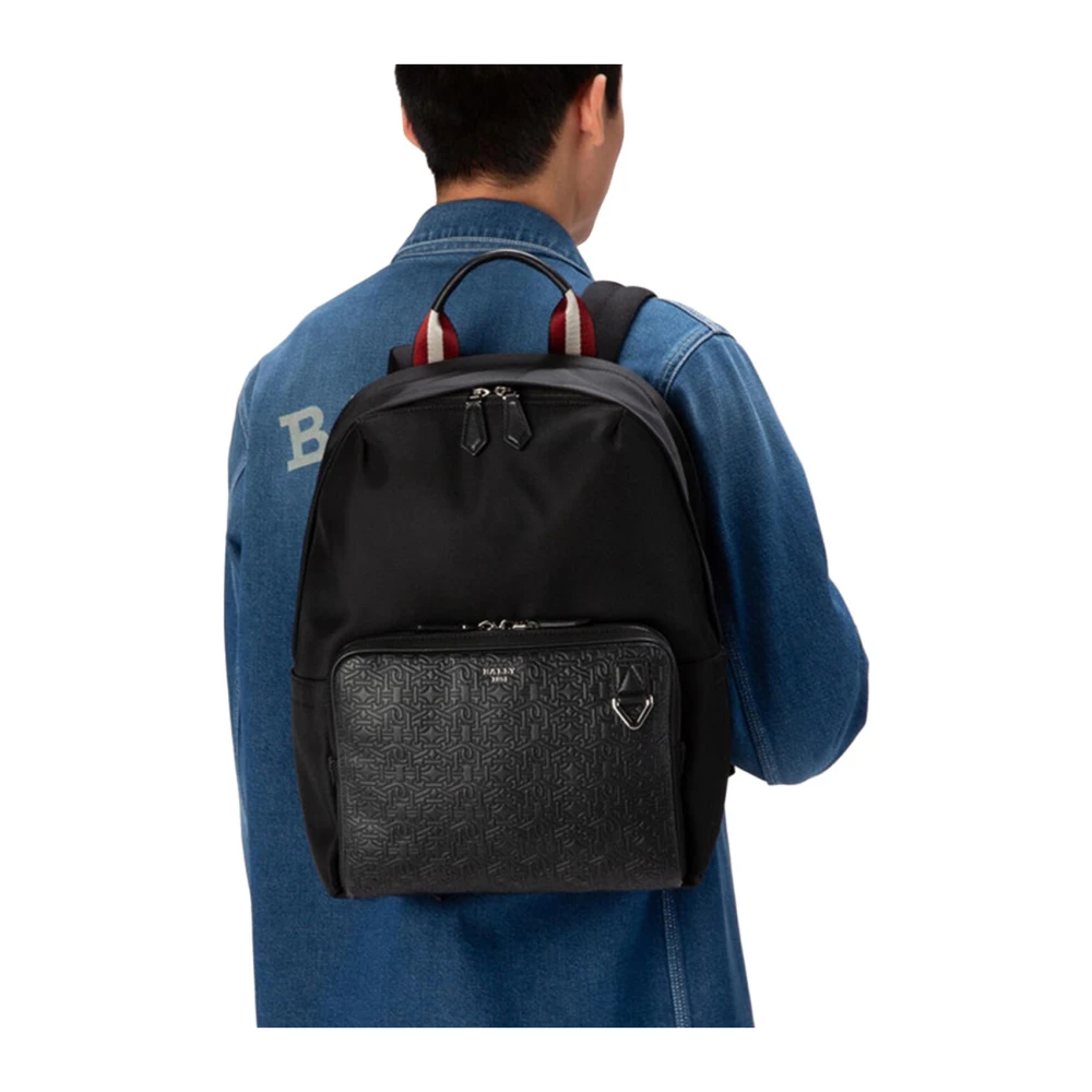 Bally Nylon Logo Rugzak Black Heren