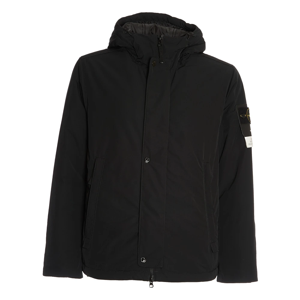 Stone Island Zwarte jas voor mannen Aw24 Black Heren