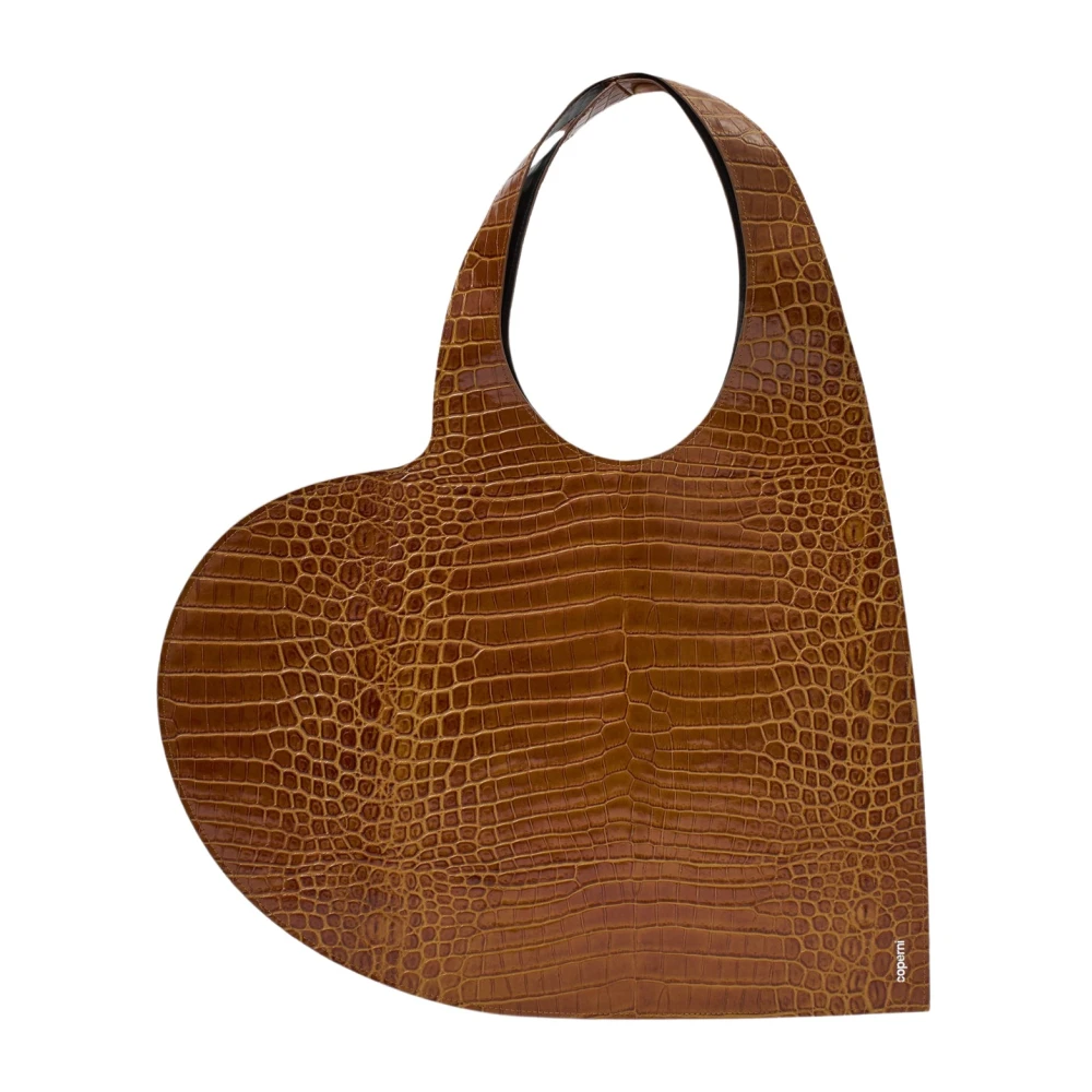 Coperni Croco Heart Bruin Leren Schoudertas Brown Dames