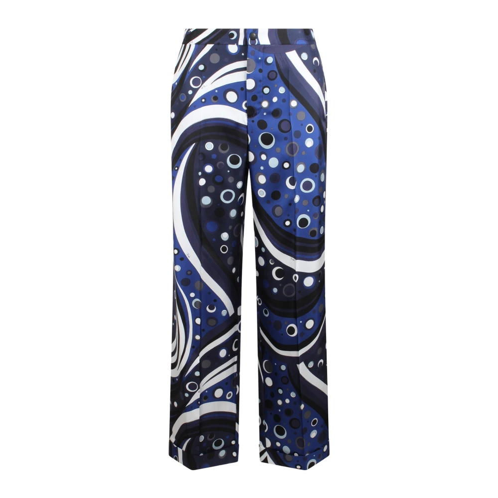 EMILIO PUCCI Zijden Twill Bedrukte Wijde Pijp Broek Multicolor Dames