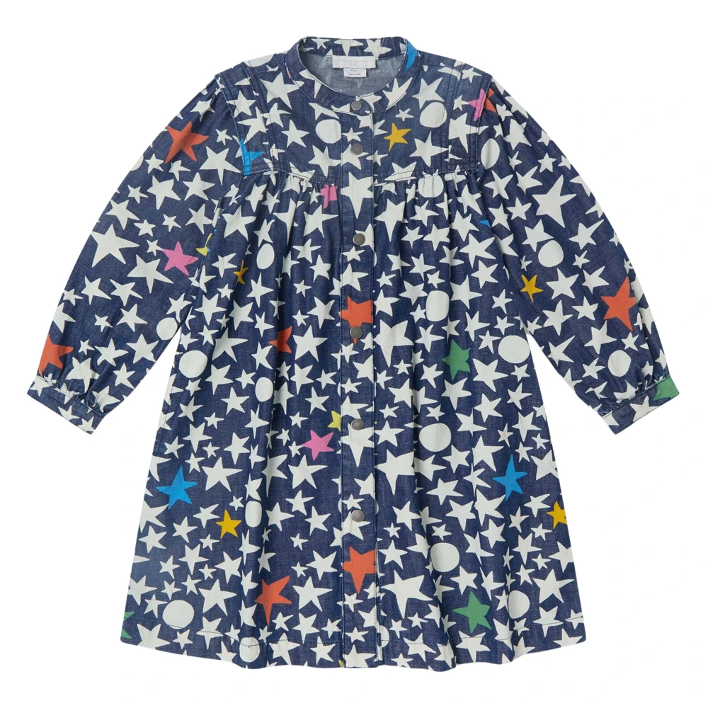 Stella Mccartney Girls Blue Dresses, 4 Y, Stars Shirt Dress