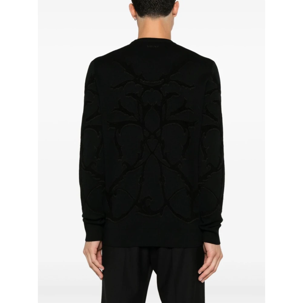 Versace Acanthus Wollen Trui Zwart Black Heren