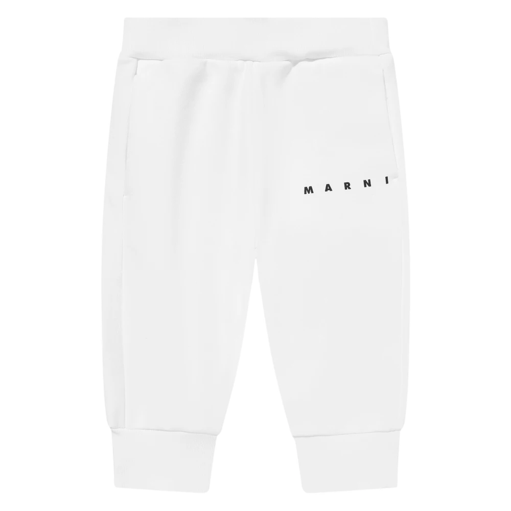 Marni Unisex Kids White Sweatpants, 2 Y, Logo Joggers