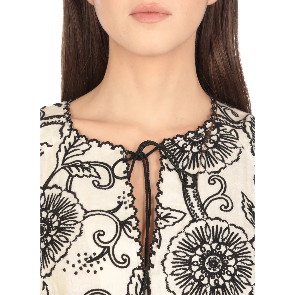Zimmermann Bloemen linnen jurk met V-hals Multicolor Dames