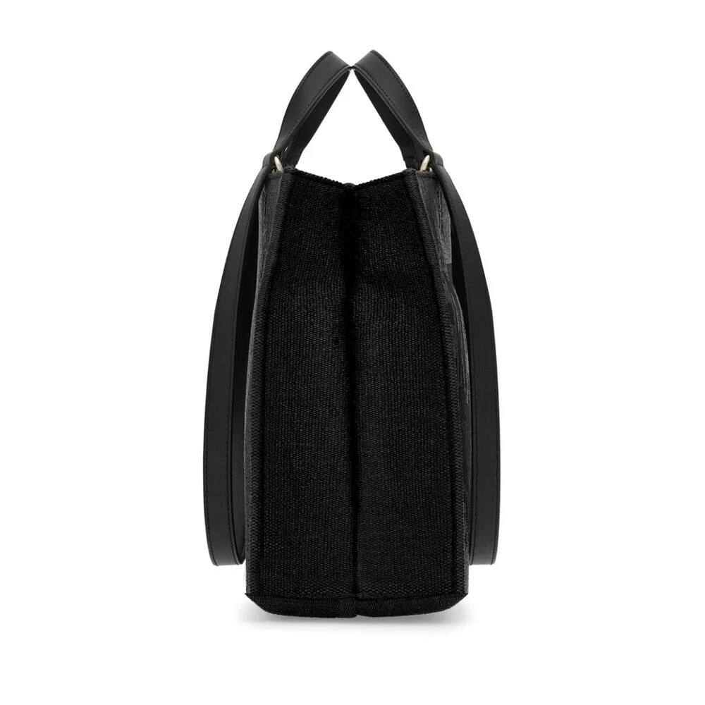 Salvatore Ferragamo Raffia Leren Tote Tas met Logo Black Dames
