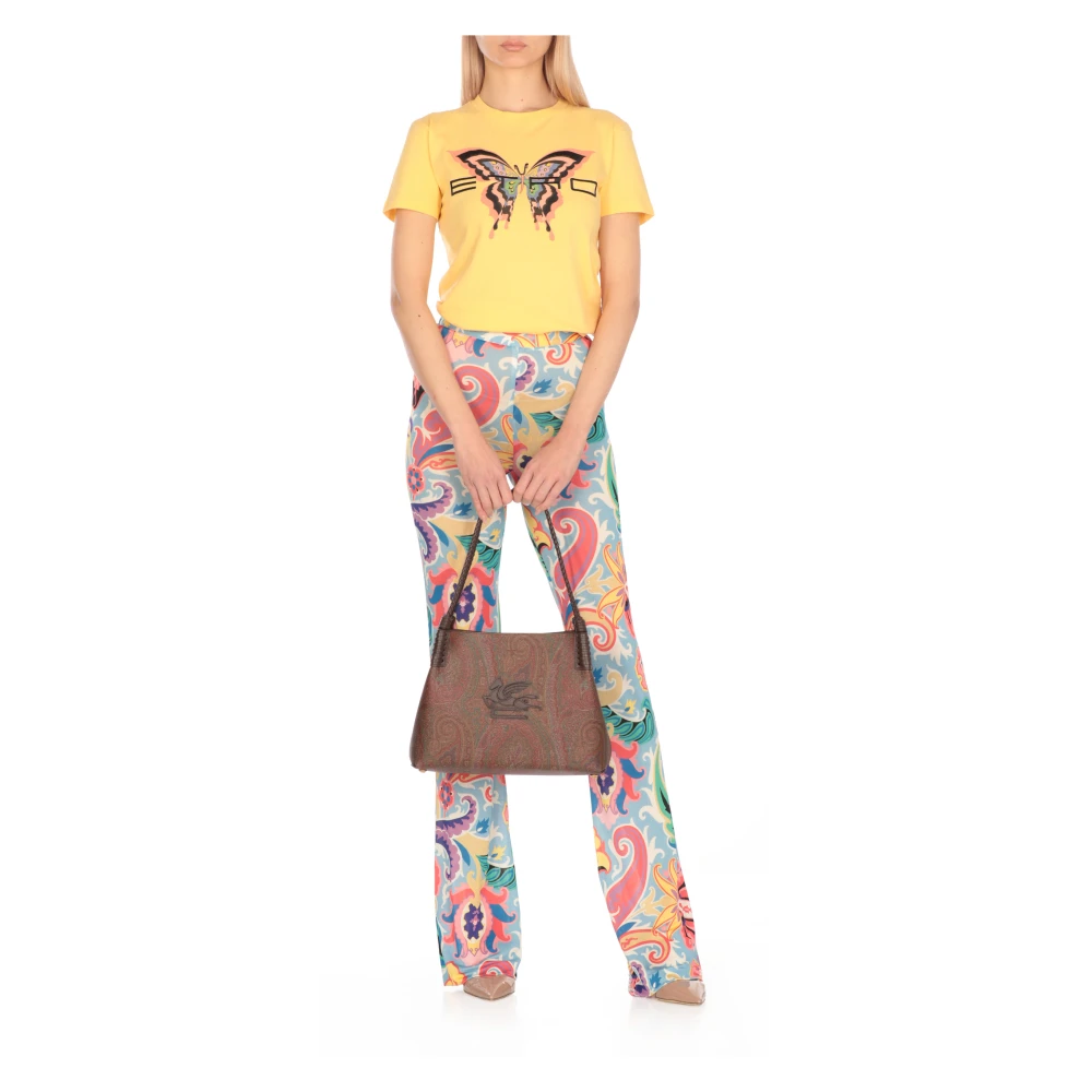 ETRO Gele Katoenen T-shirt met Logoborduursel Yellow Dames