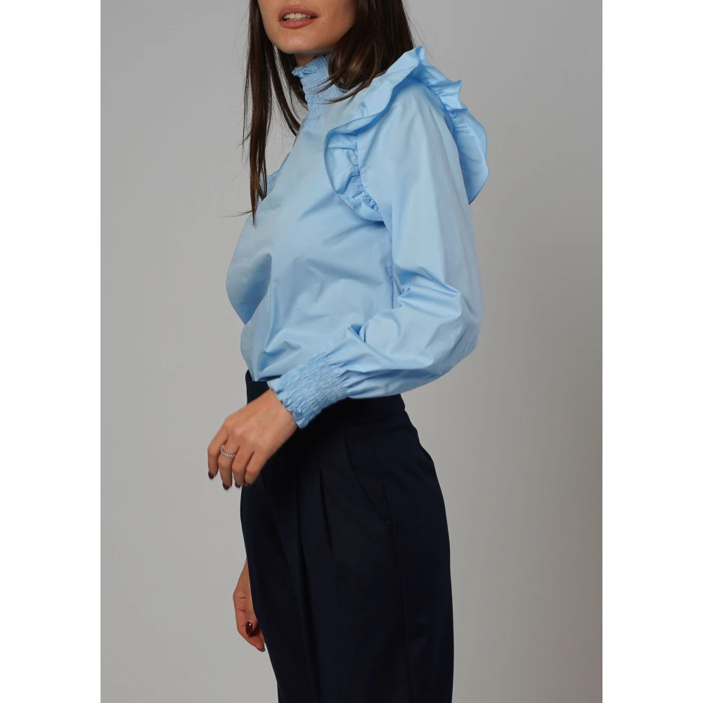 H2O Elegant gerimpeld hemelsblauw overhemd Blue Dames
