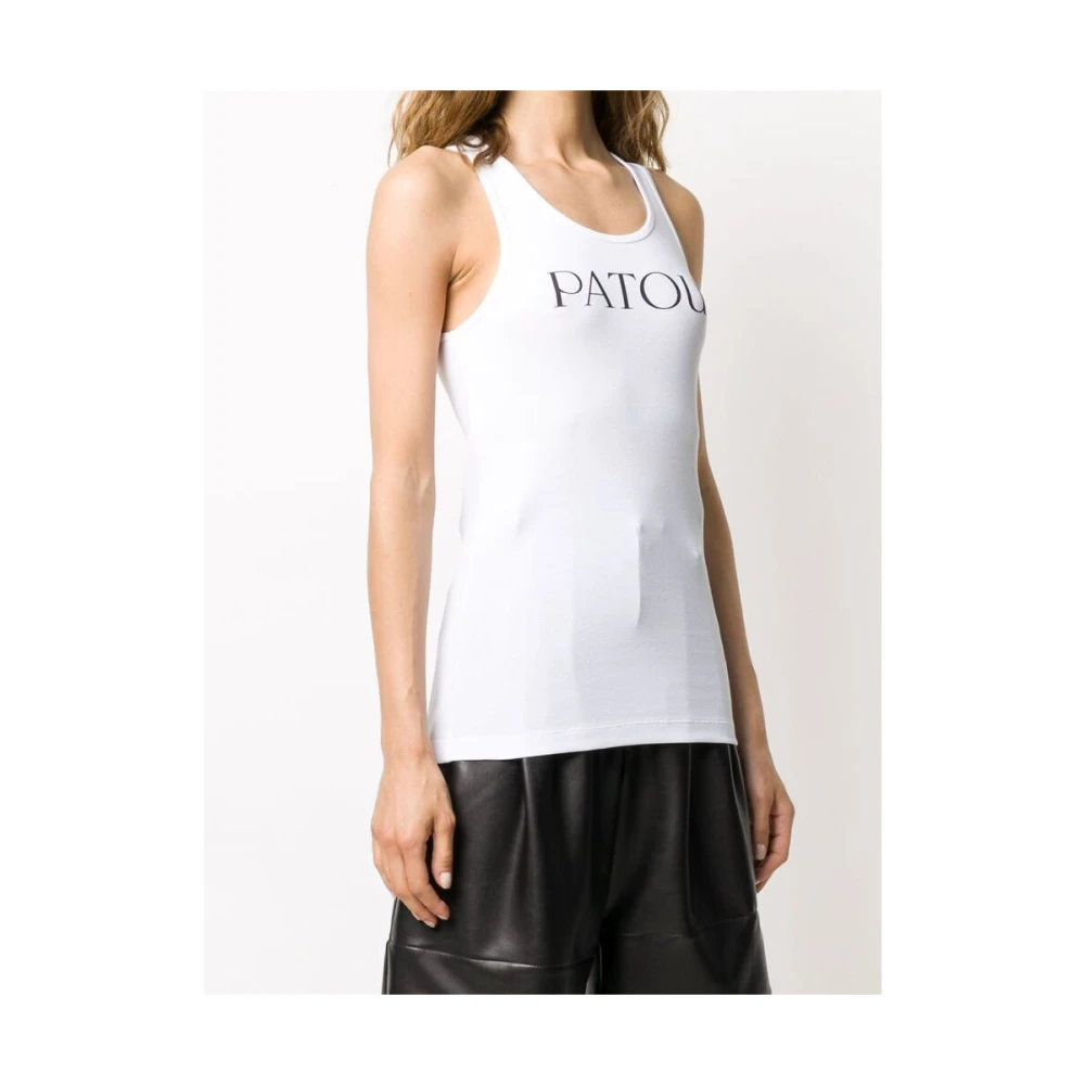 Patou Logo Print Mouwloze Top White Dames