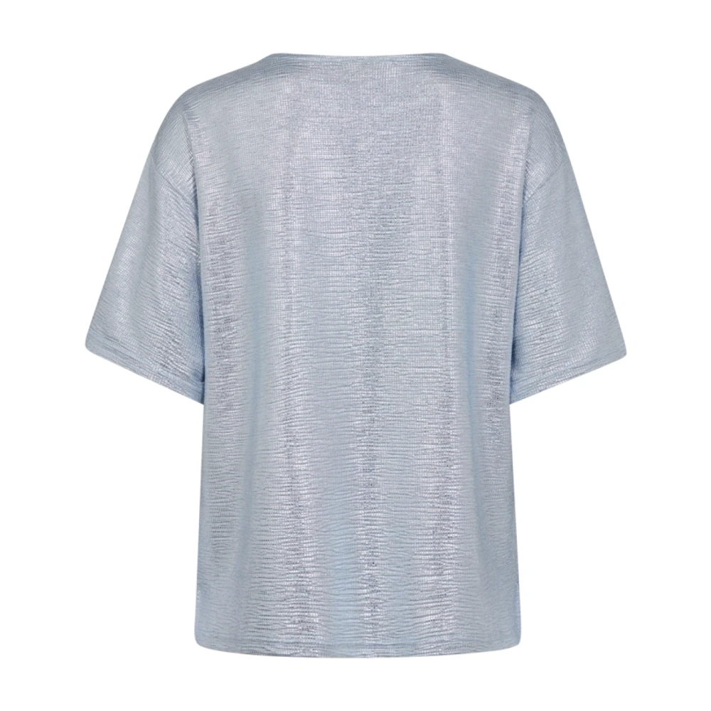 Freequent Metallic Foil Tee Blauw Blue Dames