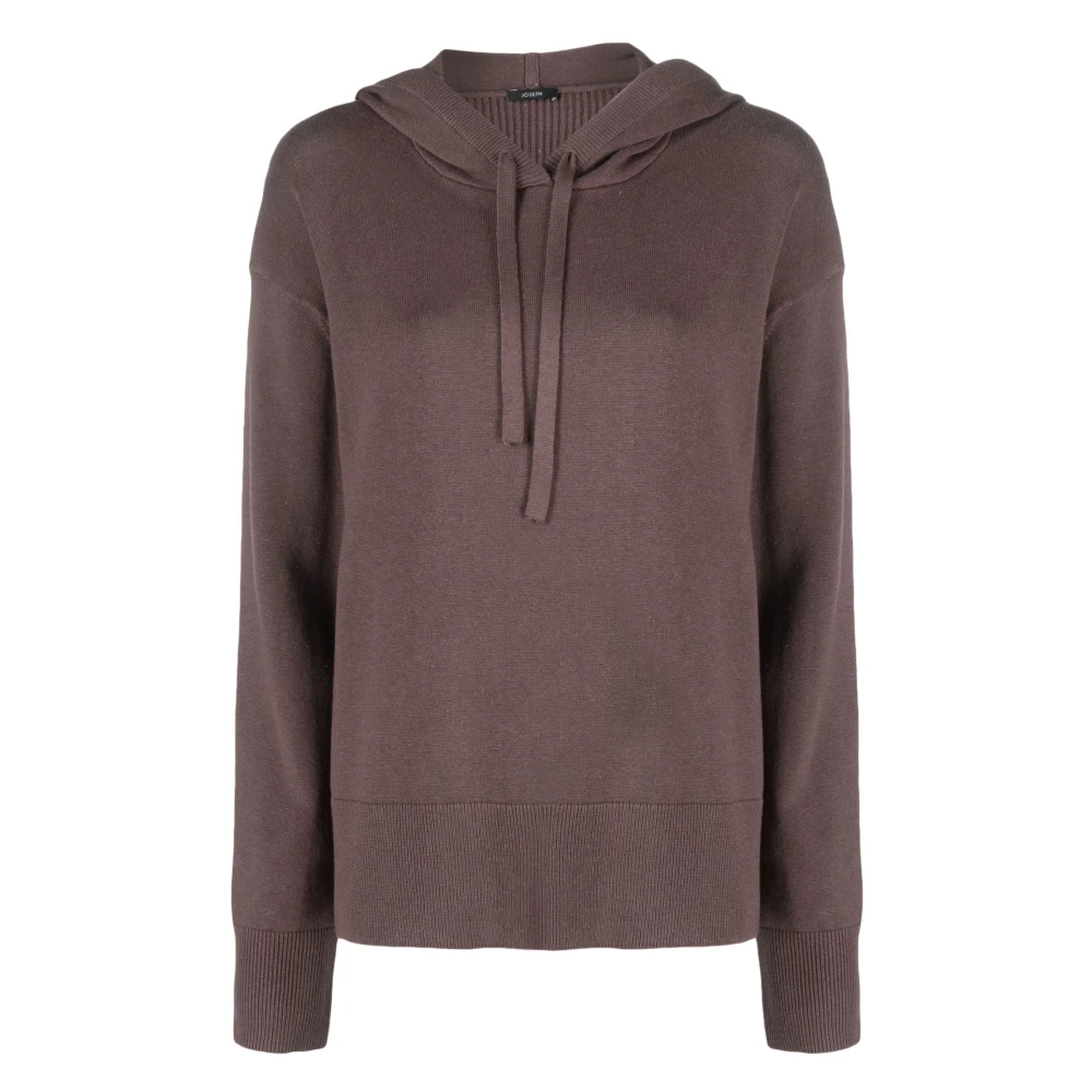 Joseph Brun Cashmere Bomull Casual Hoodie Brown, Dam