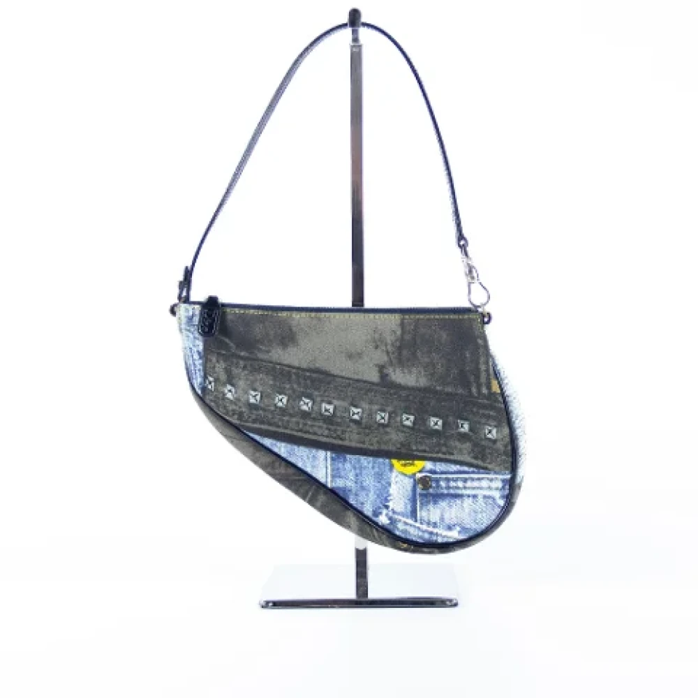 Dior Vintage Tweedehands Blauwe Denim Dior Saddle Tas Blue Dames