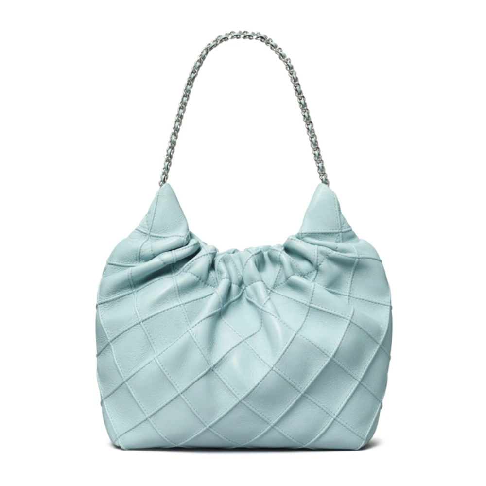 TORY BURCH Heldere Blauwe Nappa Leren Schoudertas Blue Dames