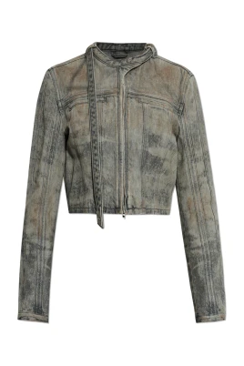 Cropped Jacka i Bomulls-Hampa Satin Denim