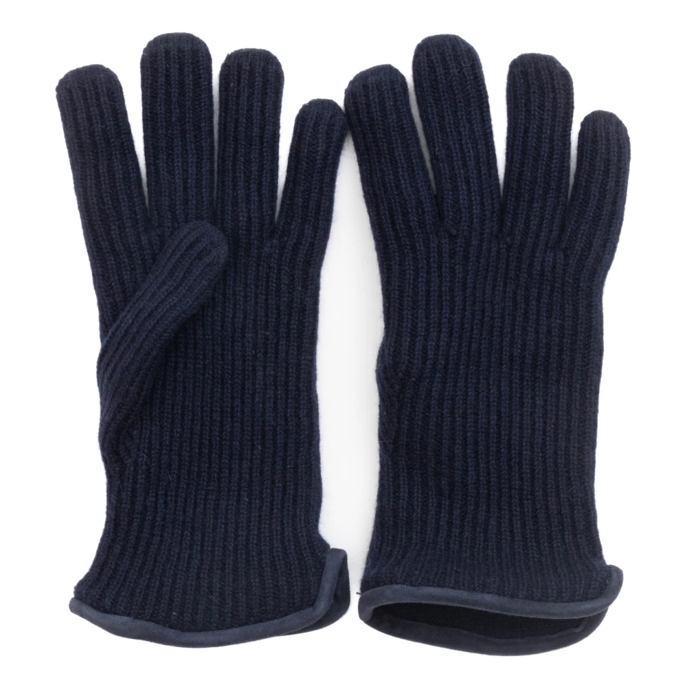 Restelli Guanti Kasjmierhandschoenen met Nappadetails Blue Unisex
