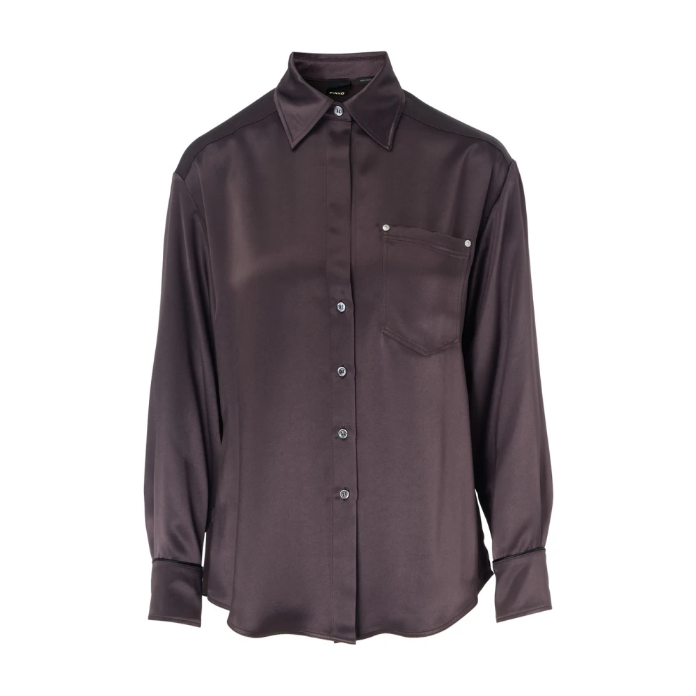 Pinko Bruine Jas Shirt Kom Brown Dames