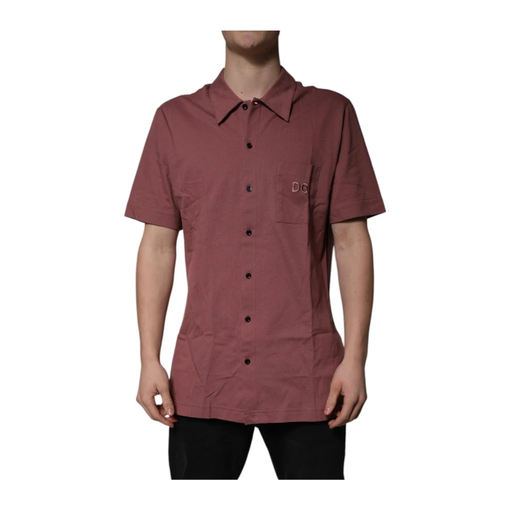 Dolce & Gabbana Men's Pink Short Sleeve Shirts, 3XL, Dark Logo Polo Shirt