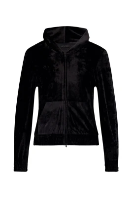 Sammet Zip-Up Hoodie med Strass