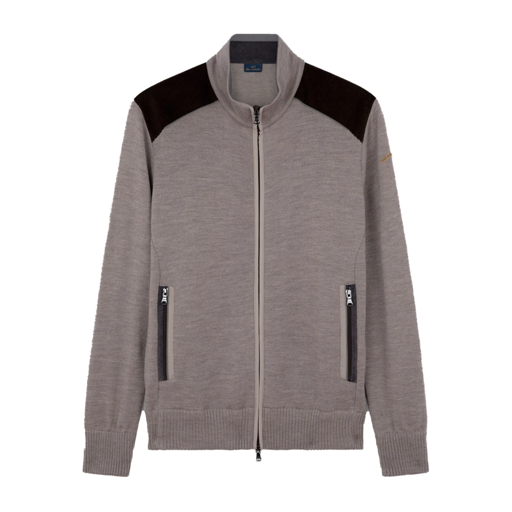 PAUL & SHARK Beige Zip-Up Pullover met Suede Beige Heren