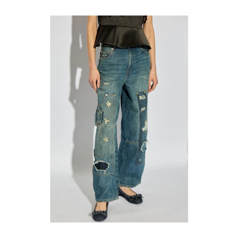 Ganni Wijde Pijp Jeans Blauw Aw24 Blue Dames