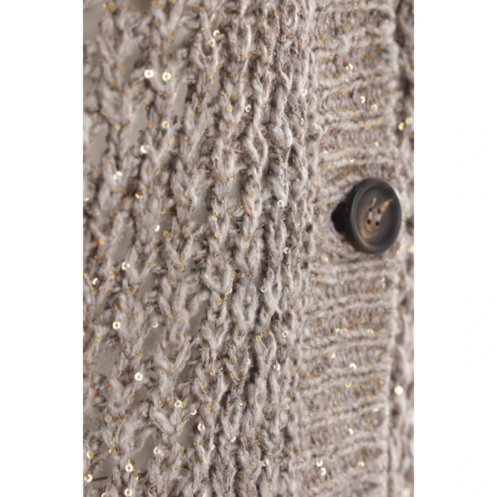 BRUNELLO CUCINELLI Paillet V-Hals Cardigan Sweaters Gray Dames