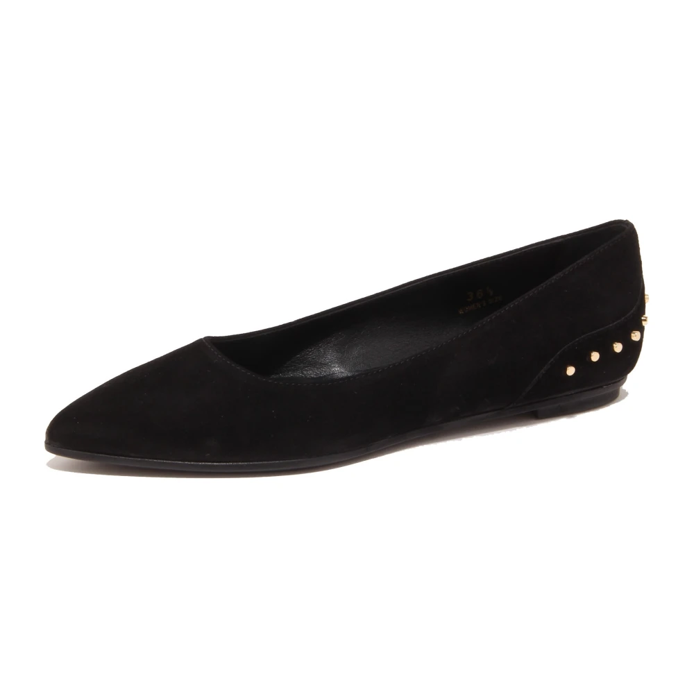 Tod's Women's Black Suede Ballerina Shoe With Studs