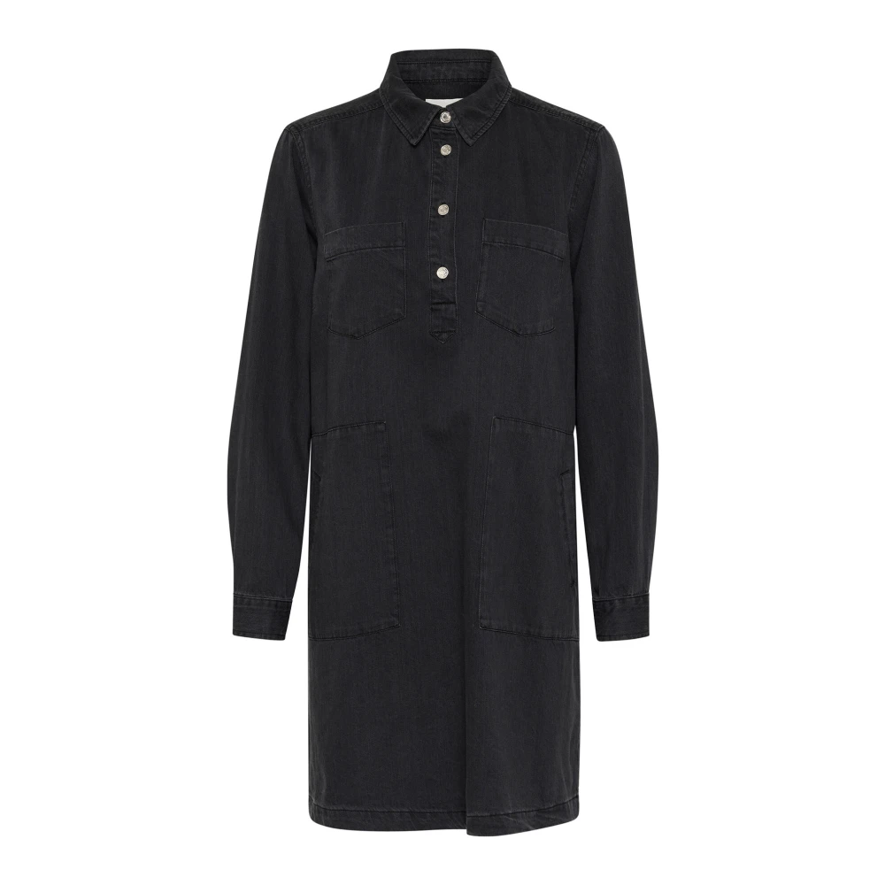Part Two Zwarte Denim Overhemdjurk Stinepw Black Dames