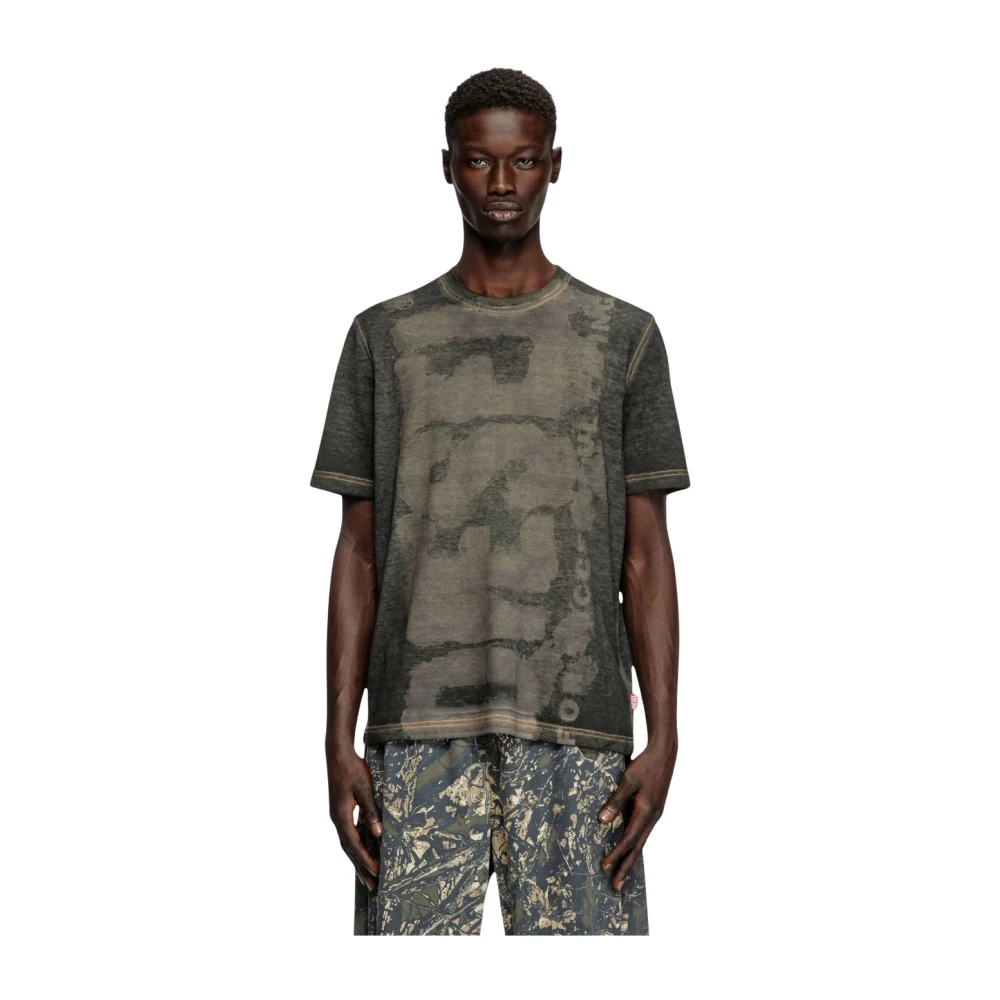 Diesel Uniek Superlogo T-shirt met Artistieke Touch Black Heren