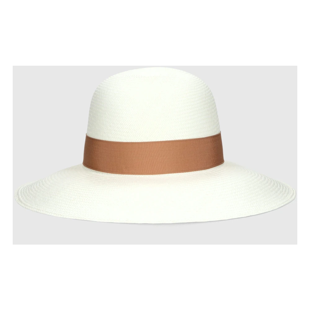 Borsalino Fijn geweven Violet Panama Hoed White Dames