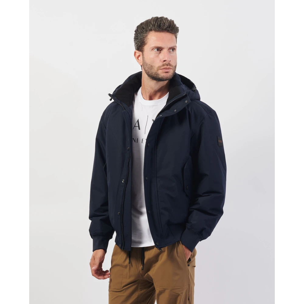 Hugo Boss Blauwe Waterafstotende Parka Ottoman Jas Blue Heren
