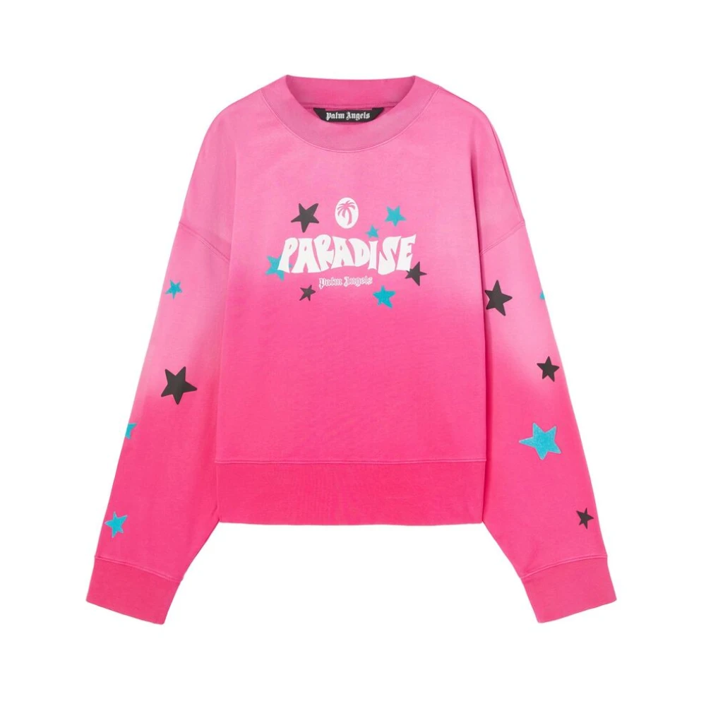 Palm Angels Hot Pink Logo Print Sweater Pink, Herr