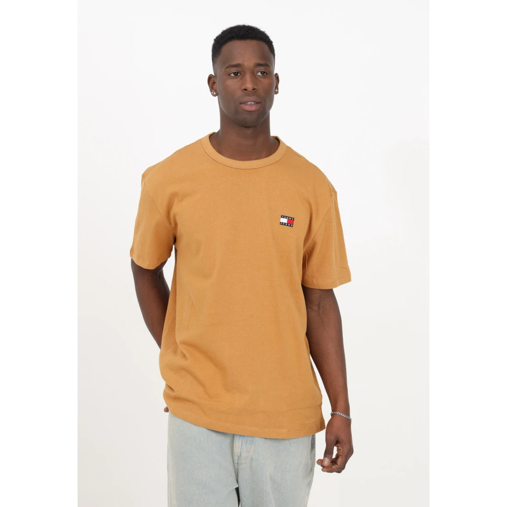 Tommy Jeans Heren Oranje Pastel Katoenen T-shirt met Geborduurd Logo Orange Heren