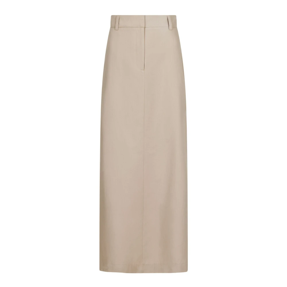 NEO NOIR Maxi Rok met Split en Rits Beige Dames